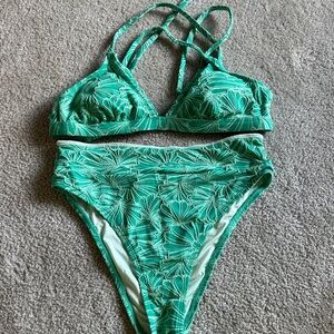 CupShe Green Textured Bikini Set Small